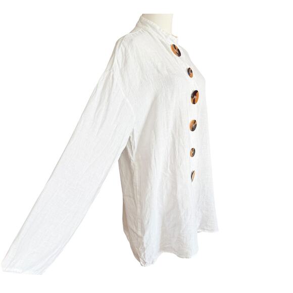 Zara Woman 100% Linen Button Front Tunic Oversized White Size M Made in Portugal - Picture 4 of 9